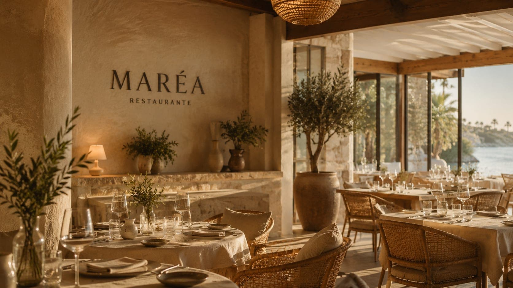 Interior cálido y cuidado del Restaurante Maréa