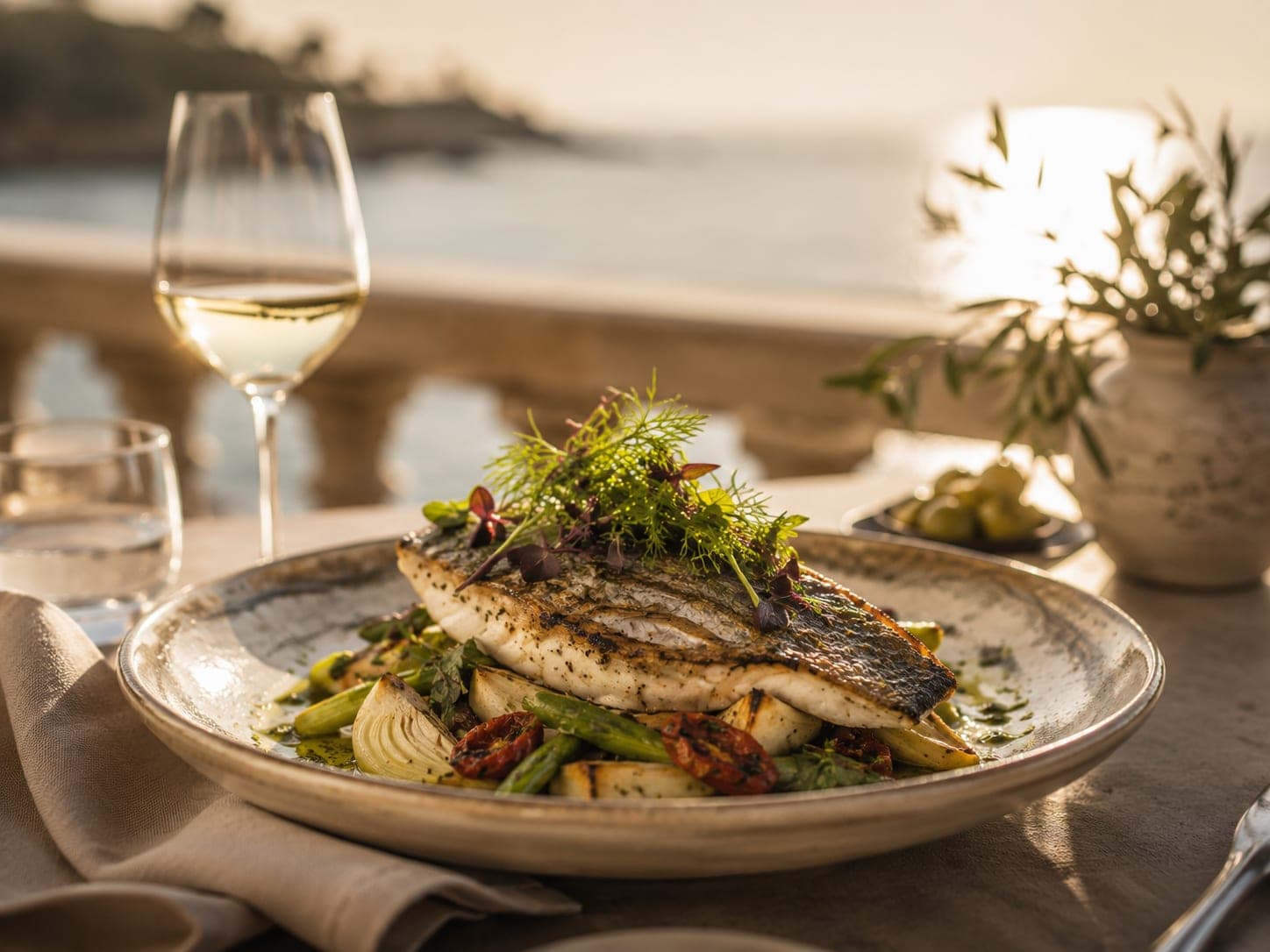 Plato mediterráneo de Restaurante Maréa con presentación fresca y cuidada